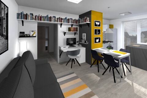 Rekonstrukce a interiér panelový byt Volyně