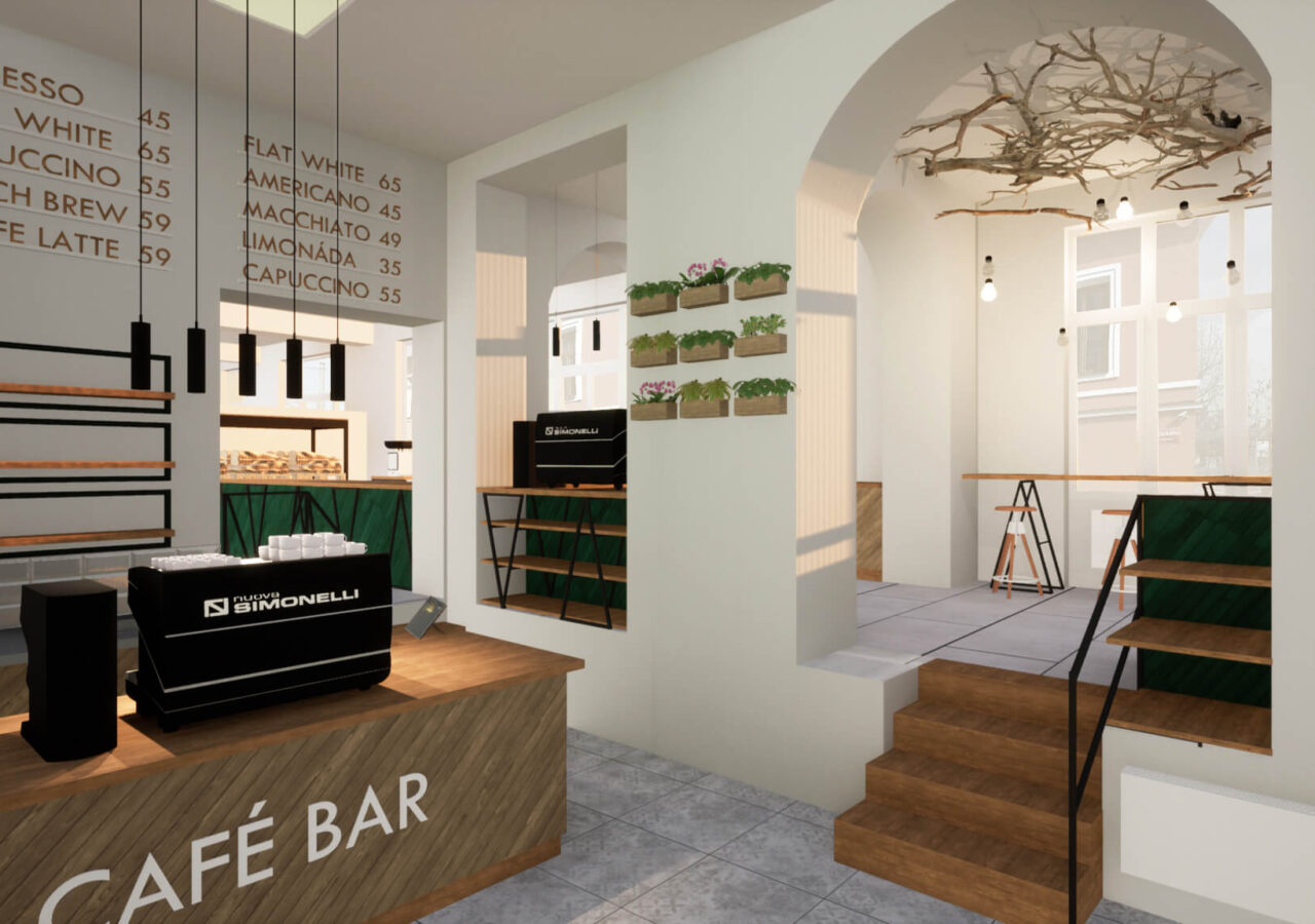 Vizualizace- cuppingová část a školící bar